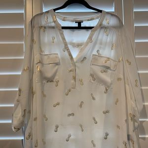 Torrid 3x Gold Pineapple Blouse